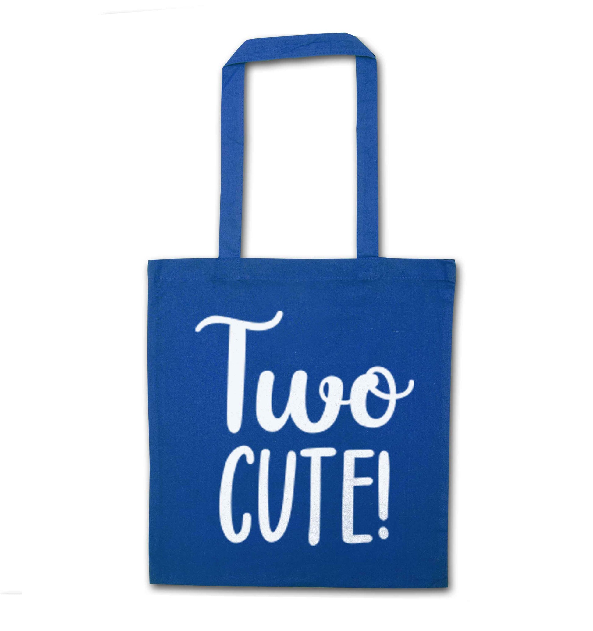 Two cute pink text blue tote bag