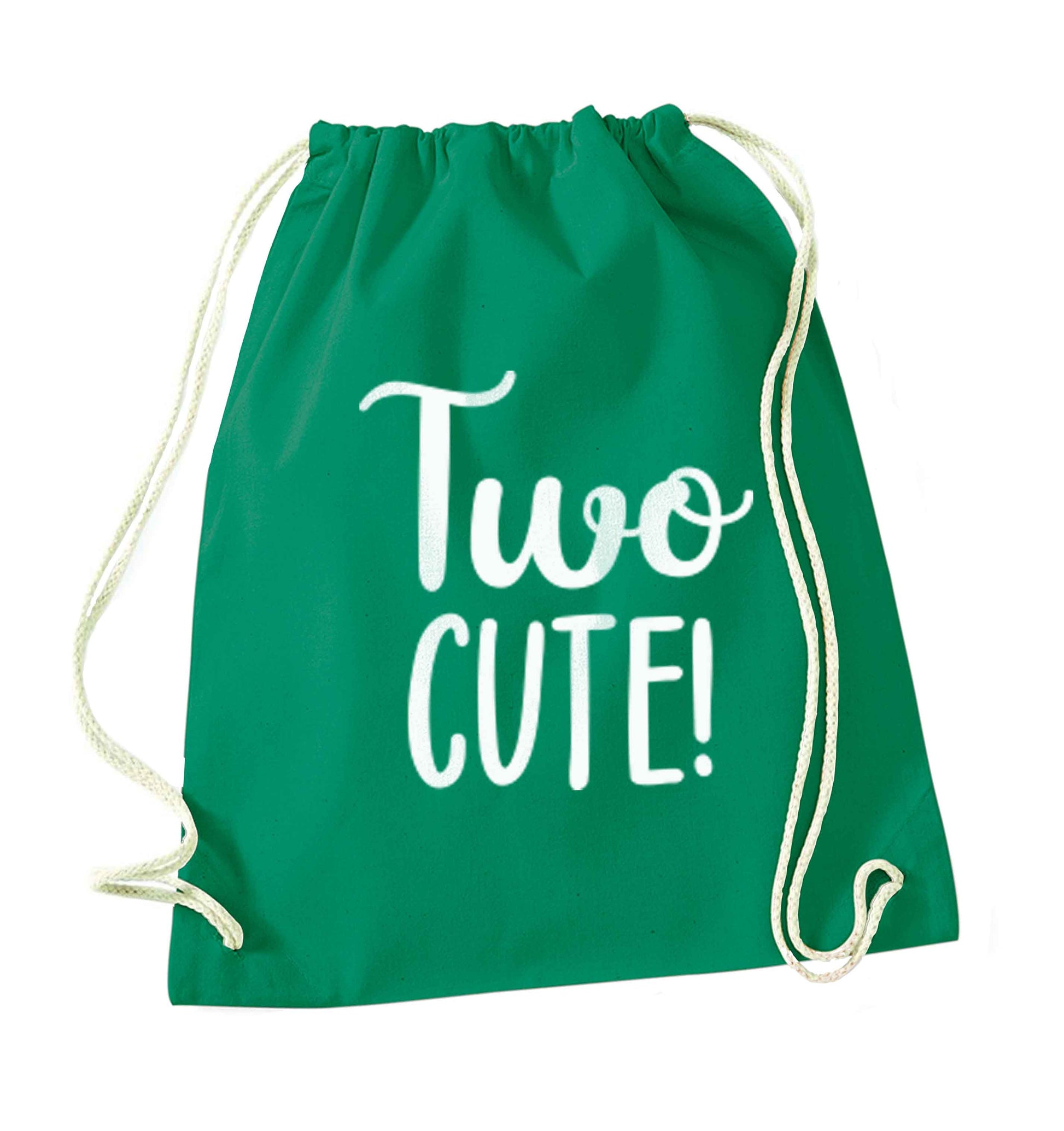 Two cute pink text green drawstring bag