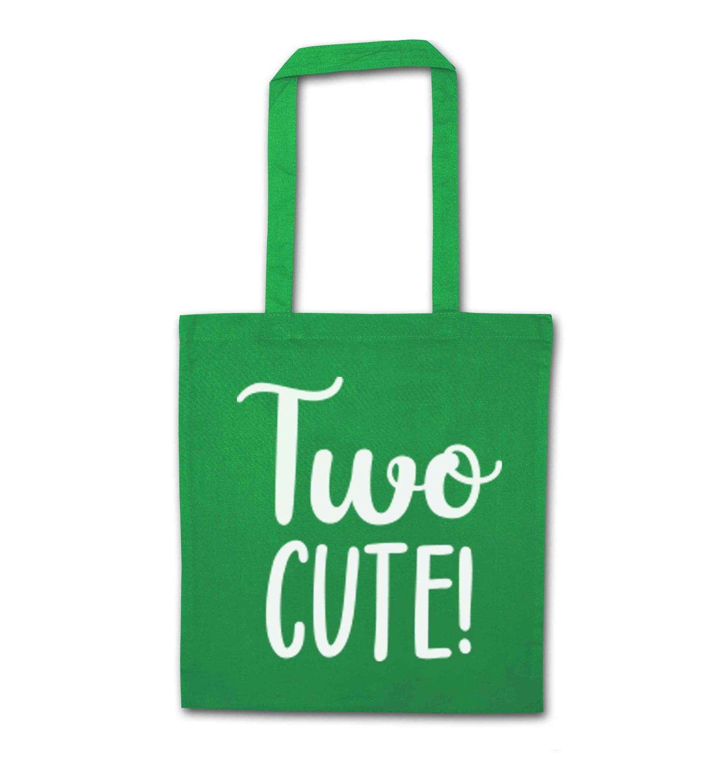 Two cute pink text green tote bag