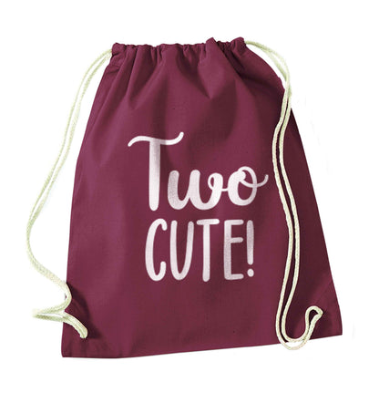 Two cute pink text maroon drawstring bag