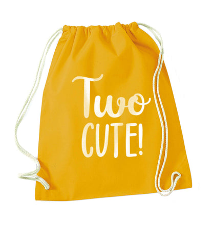 Two cute pink text mustard drawstring bag