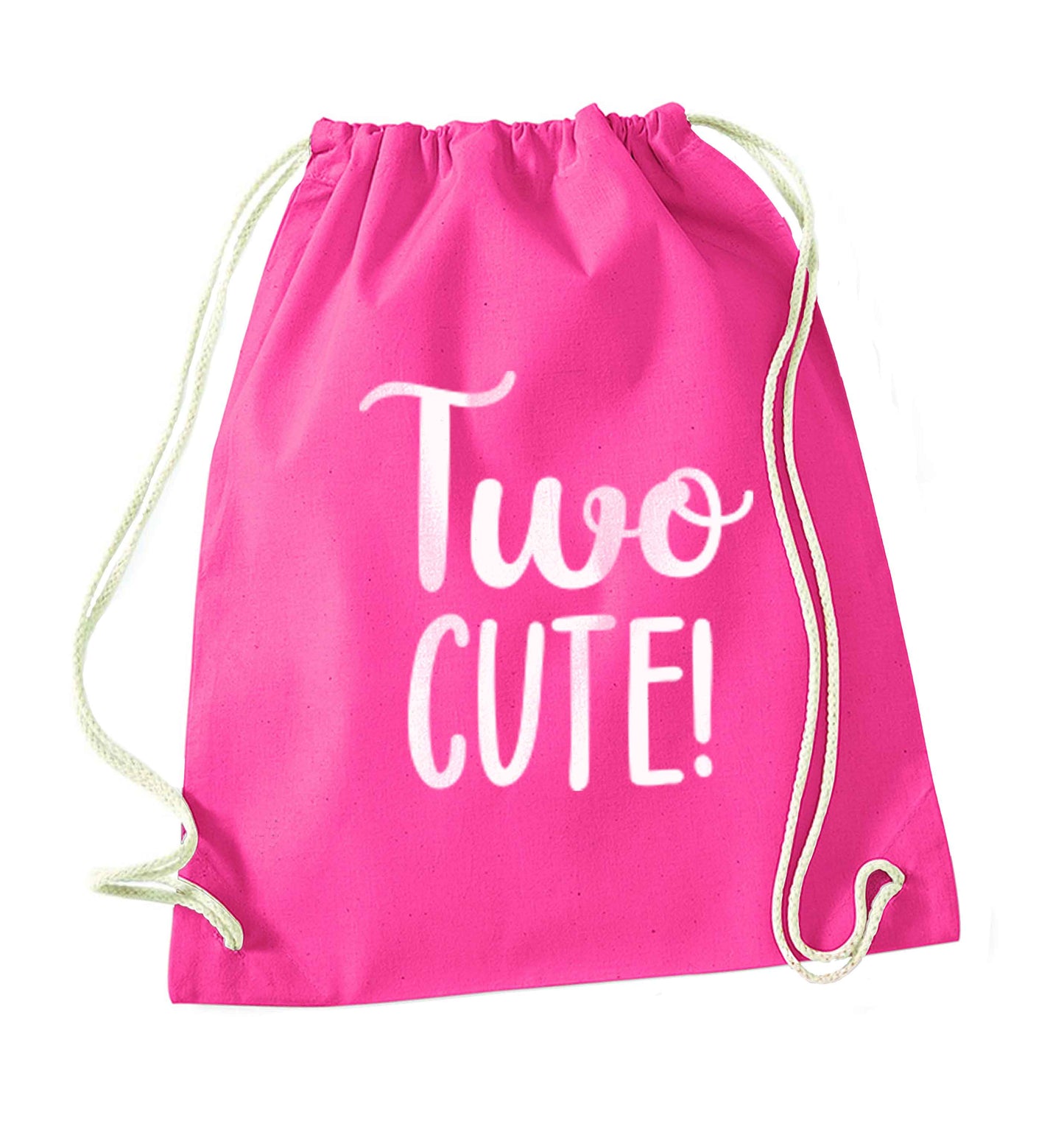Two cute pink text pink drawstring bag