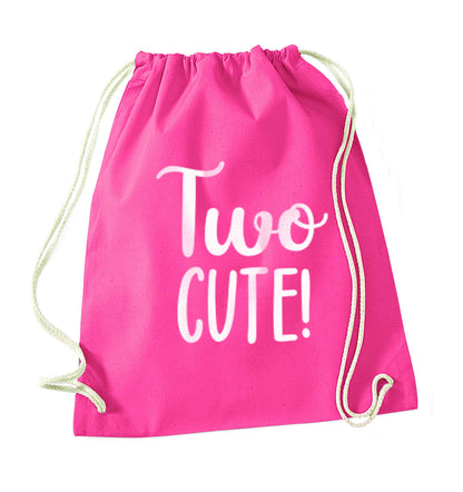 Two cute pink text pink drawstring bag