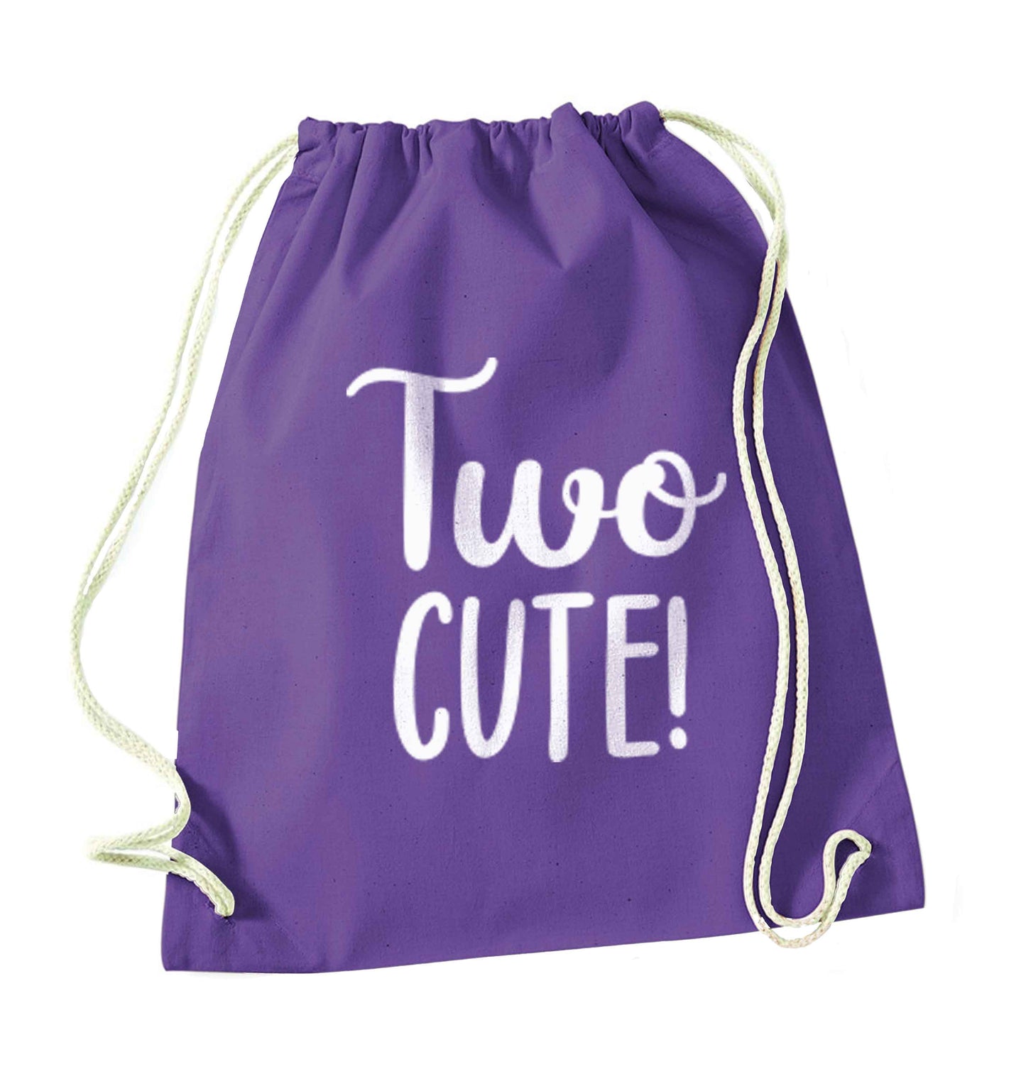 Two cute pink text purple drawstring bag