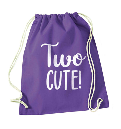 Two cute pink text purple drawstring bag