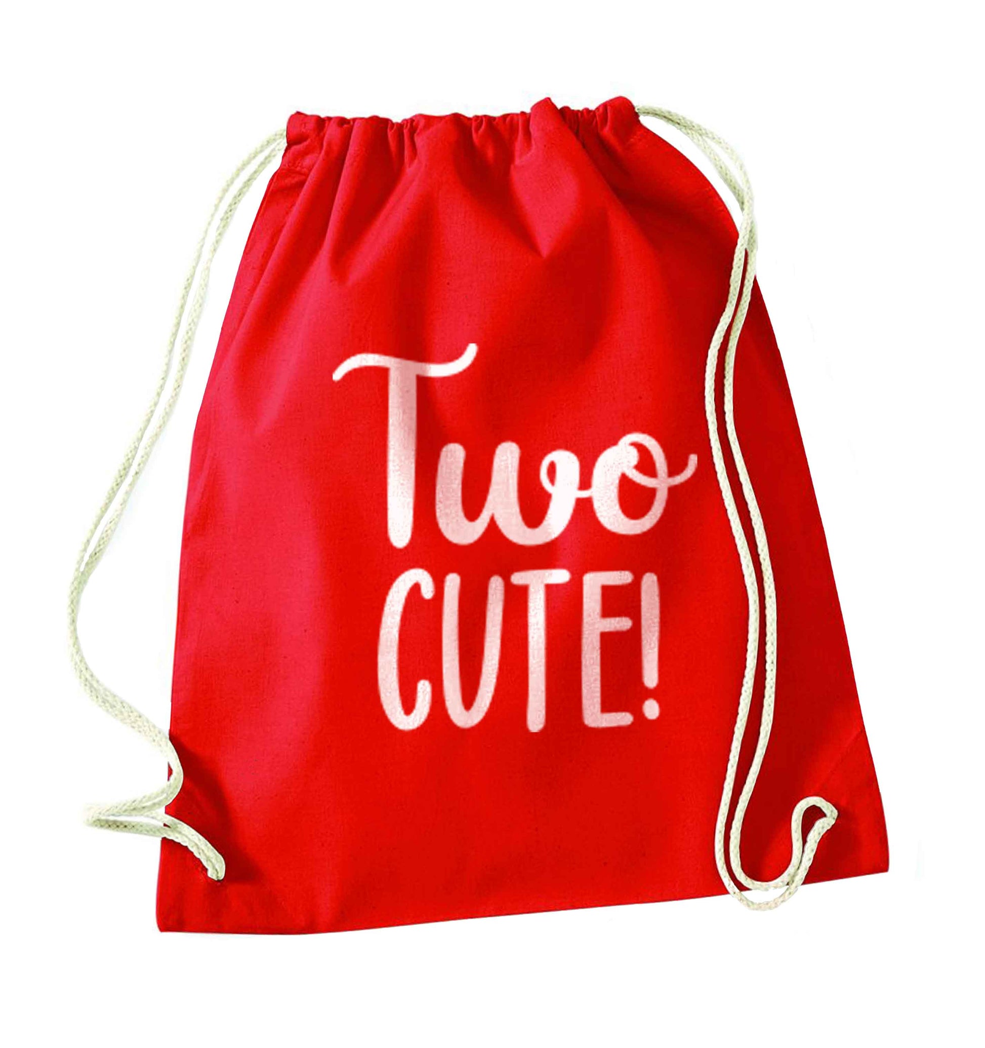 Two cute pink text red drawstring bag 