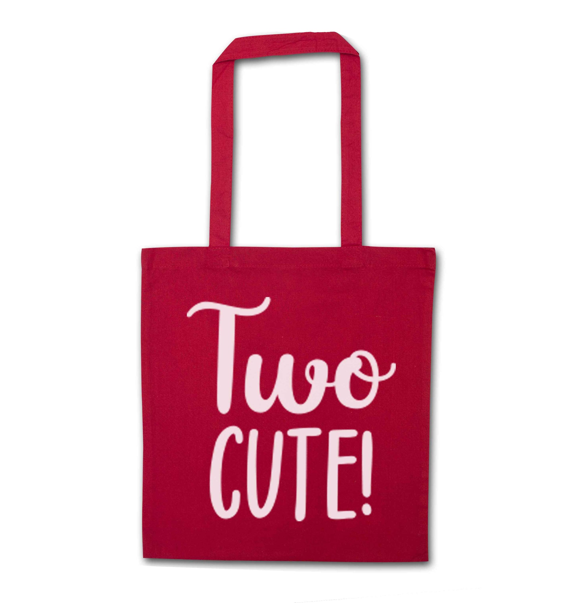Two cute pink text red tote bag