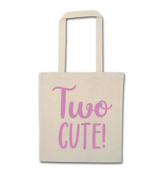 Two cute pink text natural tote bag
