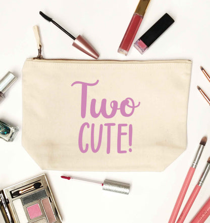 Two cute pink text natural makeup bag