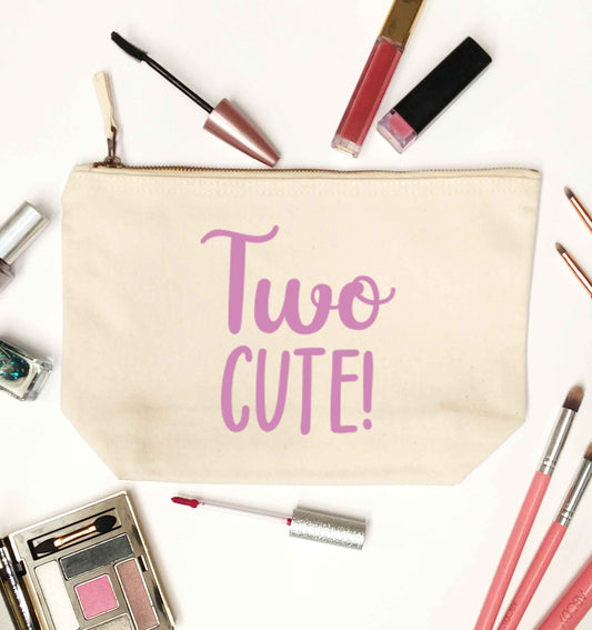 Two cute pink text natural makeup bag