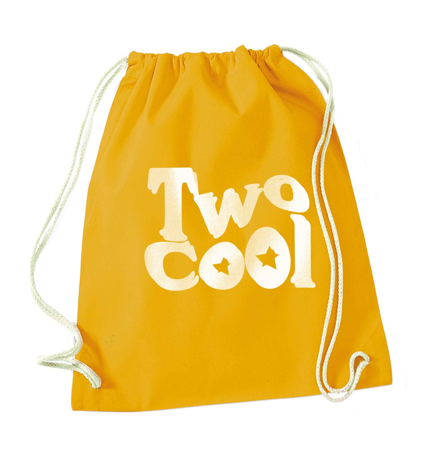 Two cool mustard drawstring bag