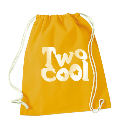 Two cool mustard drawstring bag