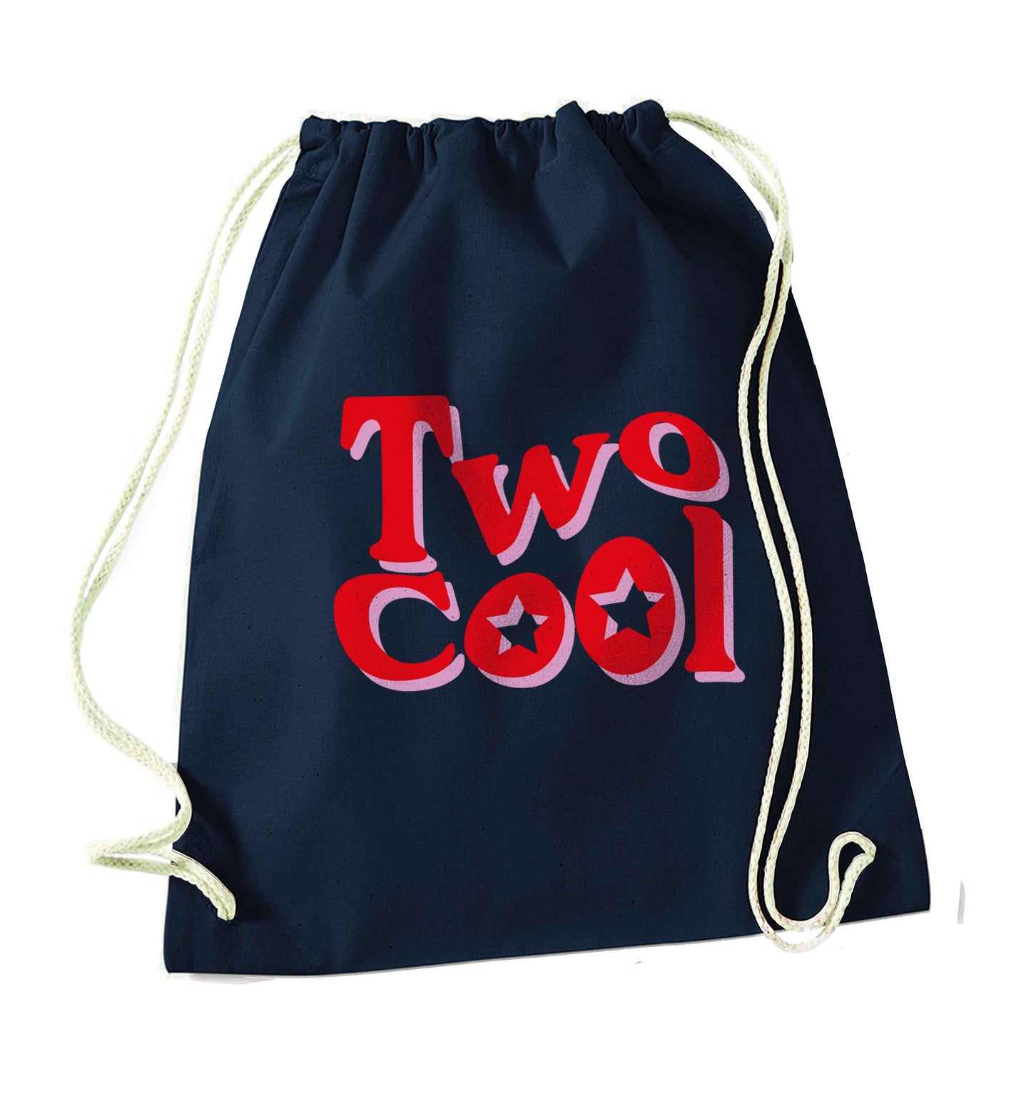 Two cool navy drawstring bag