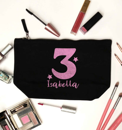 Any age, any name personalised birthday black makeup bag