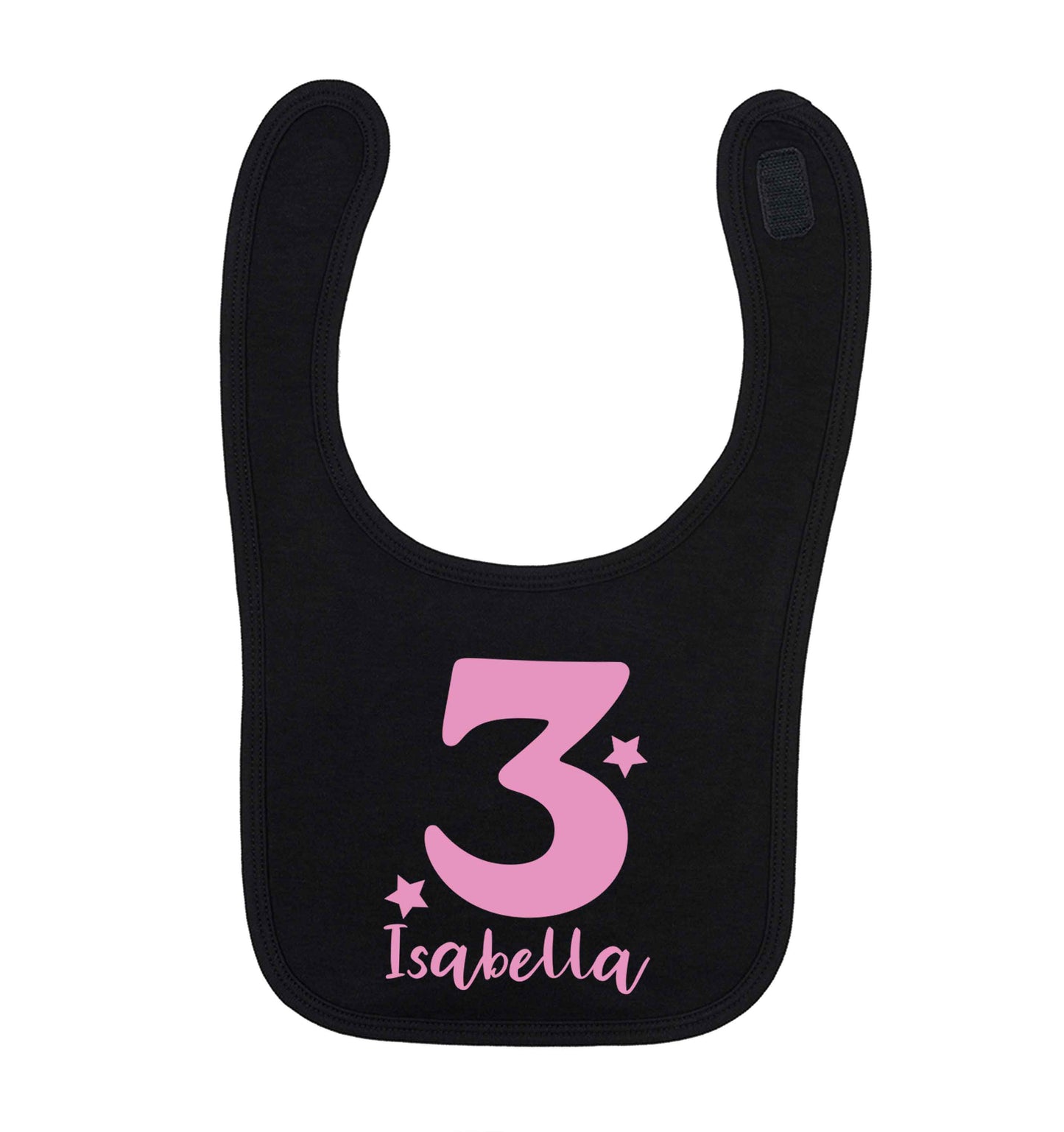 Any age, any name personalised birthday black baby bib