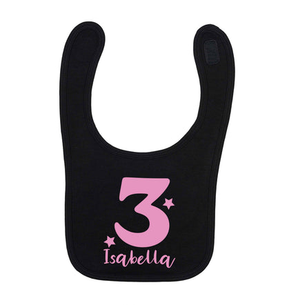 Any age, any name personalised birthday black baby bib