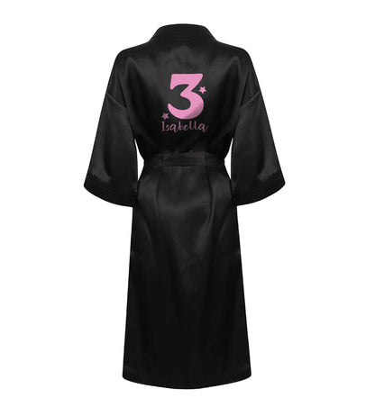 Any age, any name personalised birthday XL/XXL black ladies dressing gown size 16/18