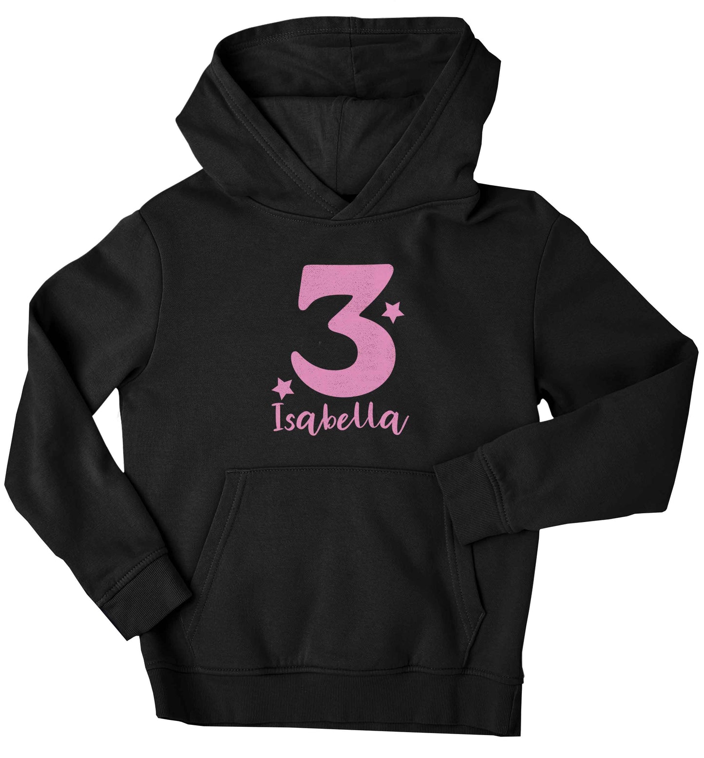 Any age, any name personalised birthday children's black hoodie 12-13 Years
