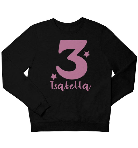 Any age, any name personalised birthday children's black sweater 12-13 Years