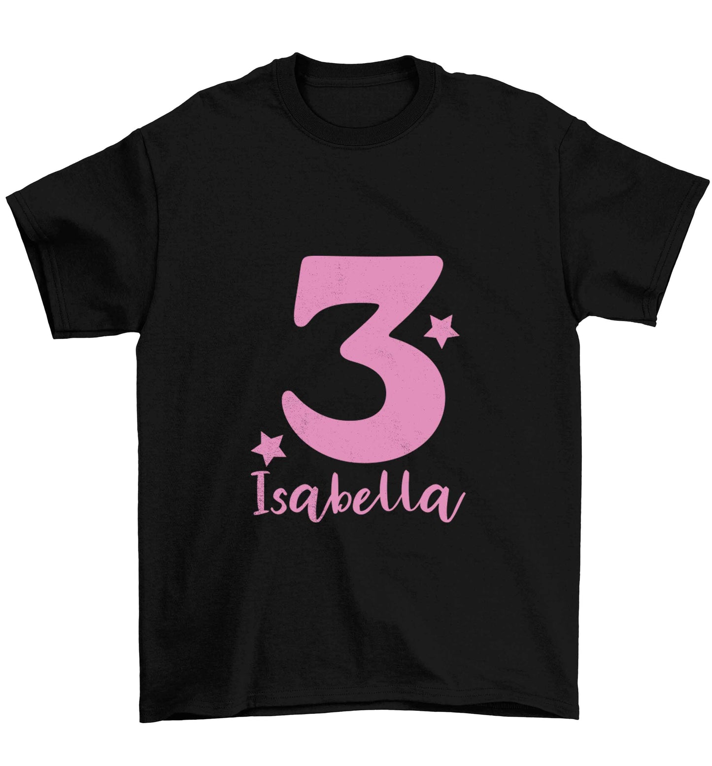 Any age, any name personalised birthday Children's black Tshirt 12-13 Years