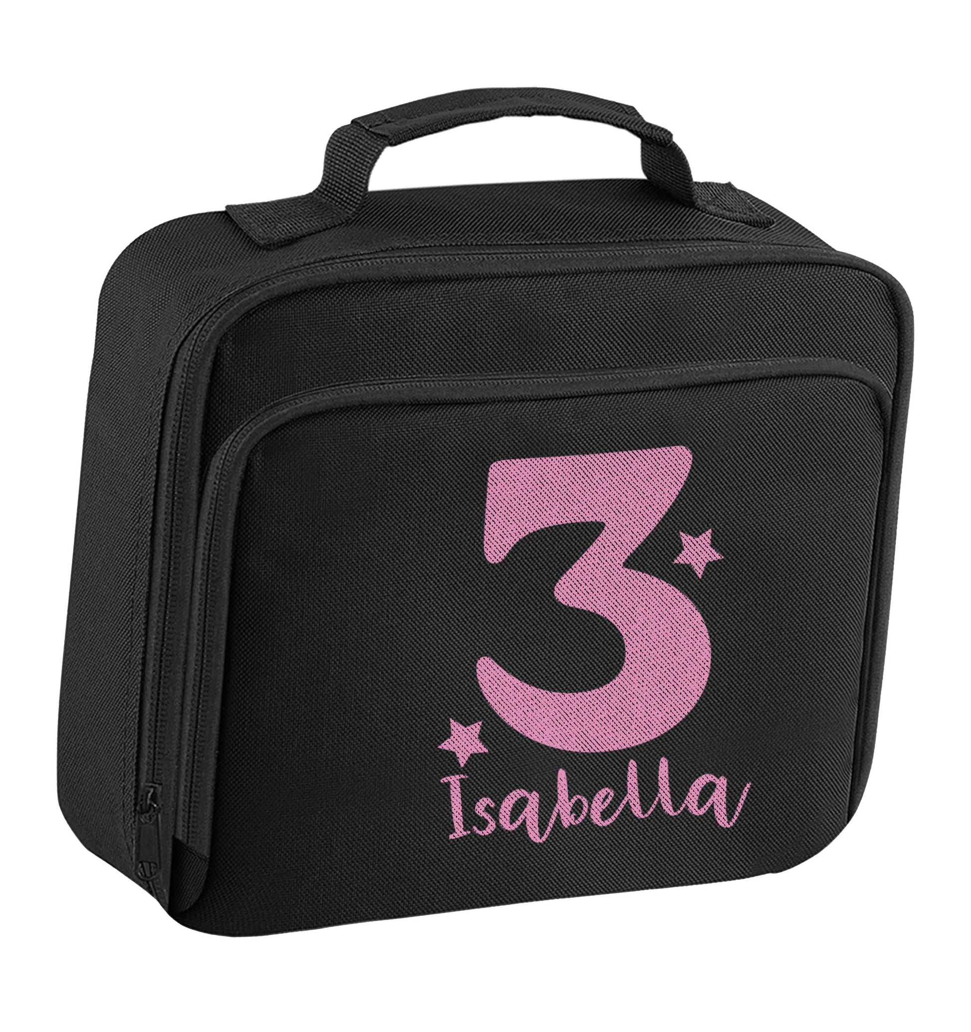 Any age, any name personalised birthday insulated black lunch bag cooler