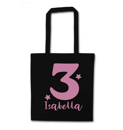 Any age, any name personalised birthday black tote bag