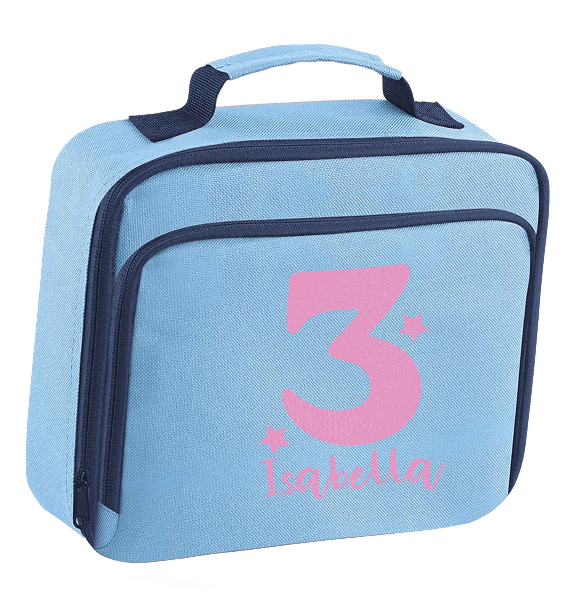 Any age, any name personalised birthday insulated blue lunch bag cooler