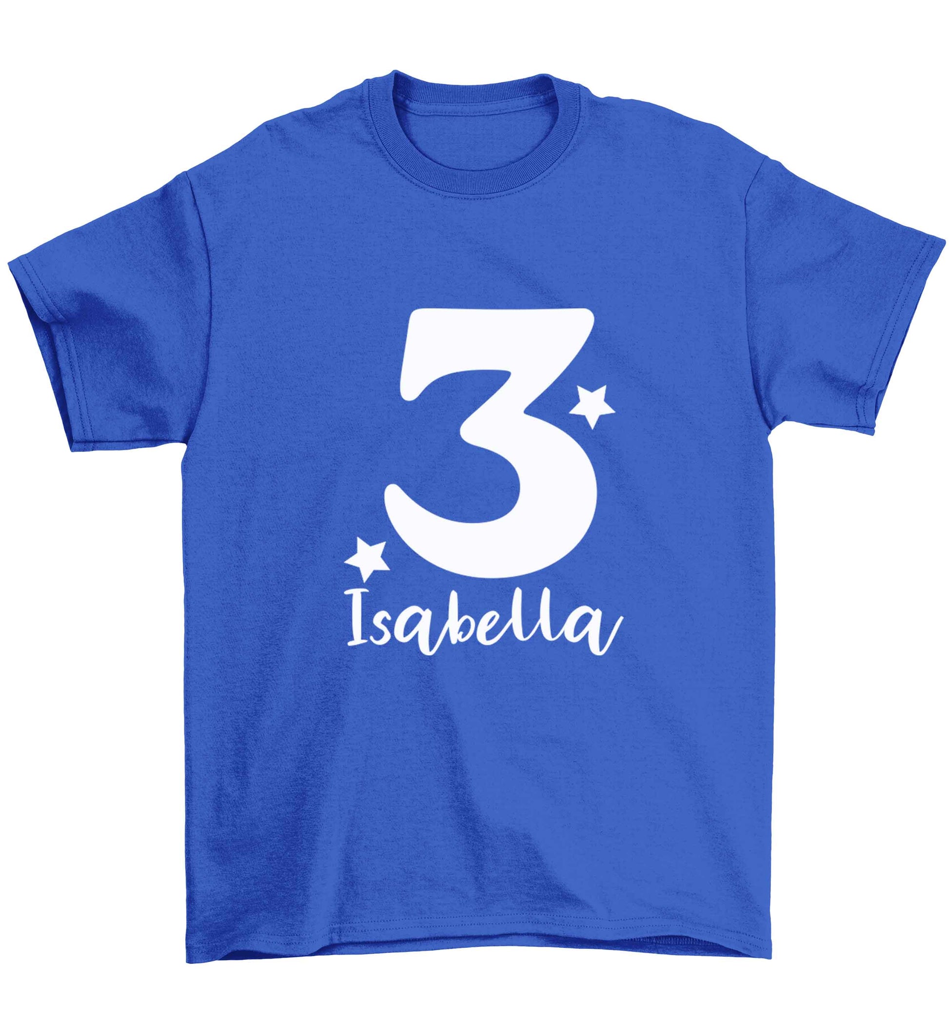 Any age, any name personalised birthday Children's blue Tshirt 12-13 Years