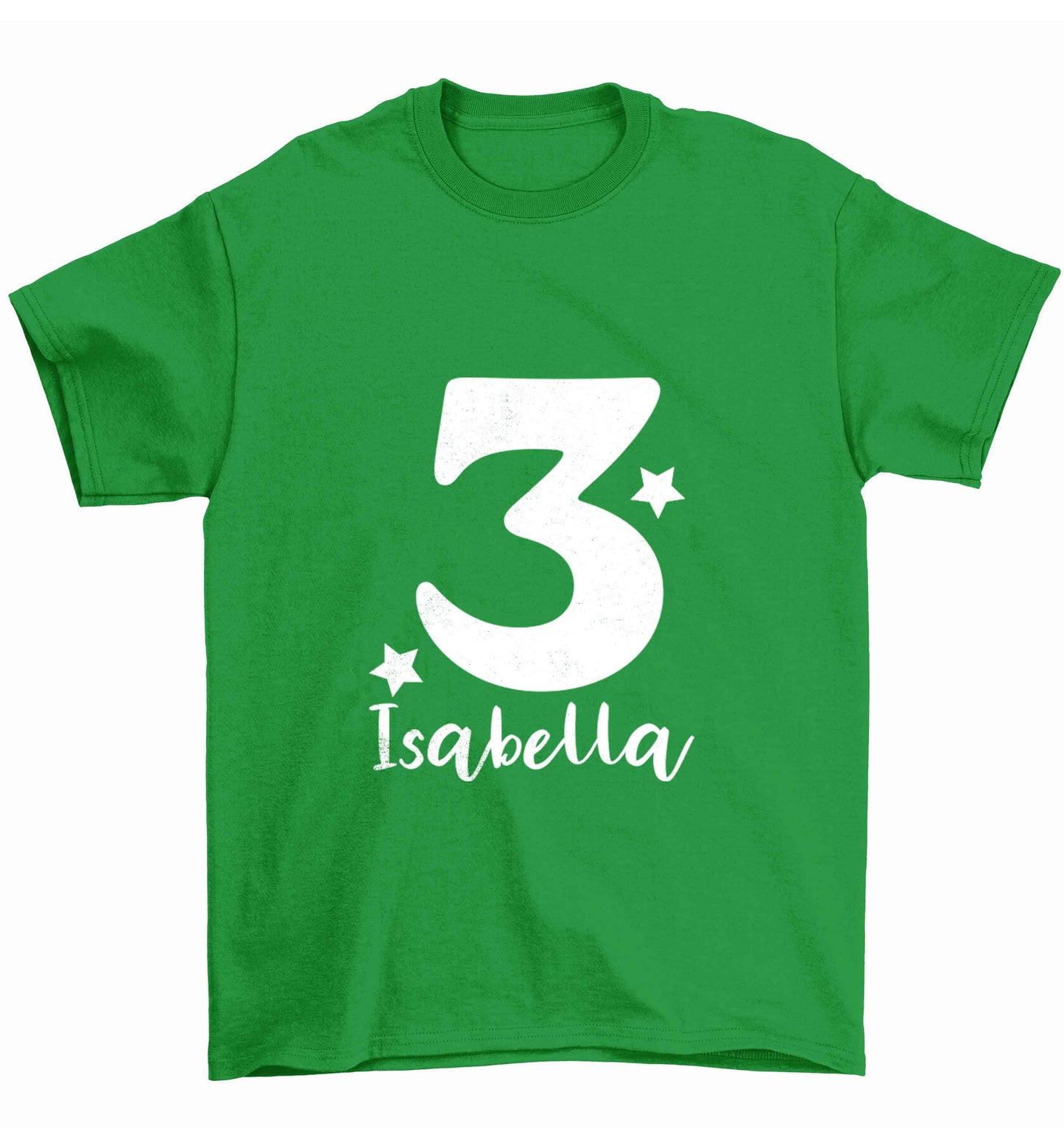 Any age, any name personalised birthday Children's green Tshirt 12-13 Years