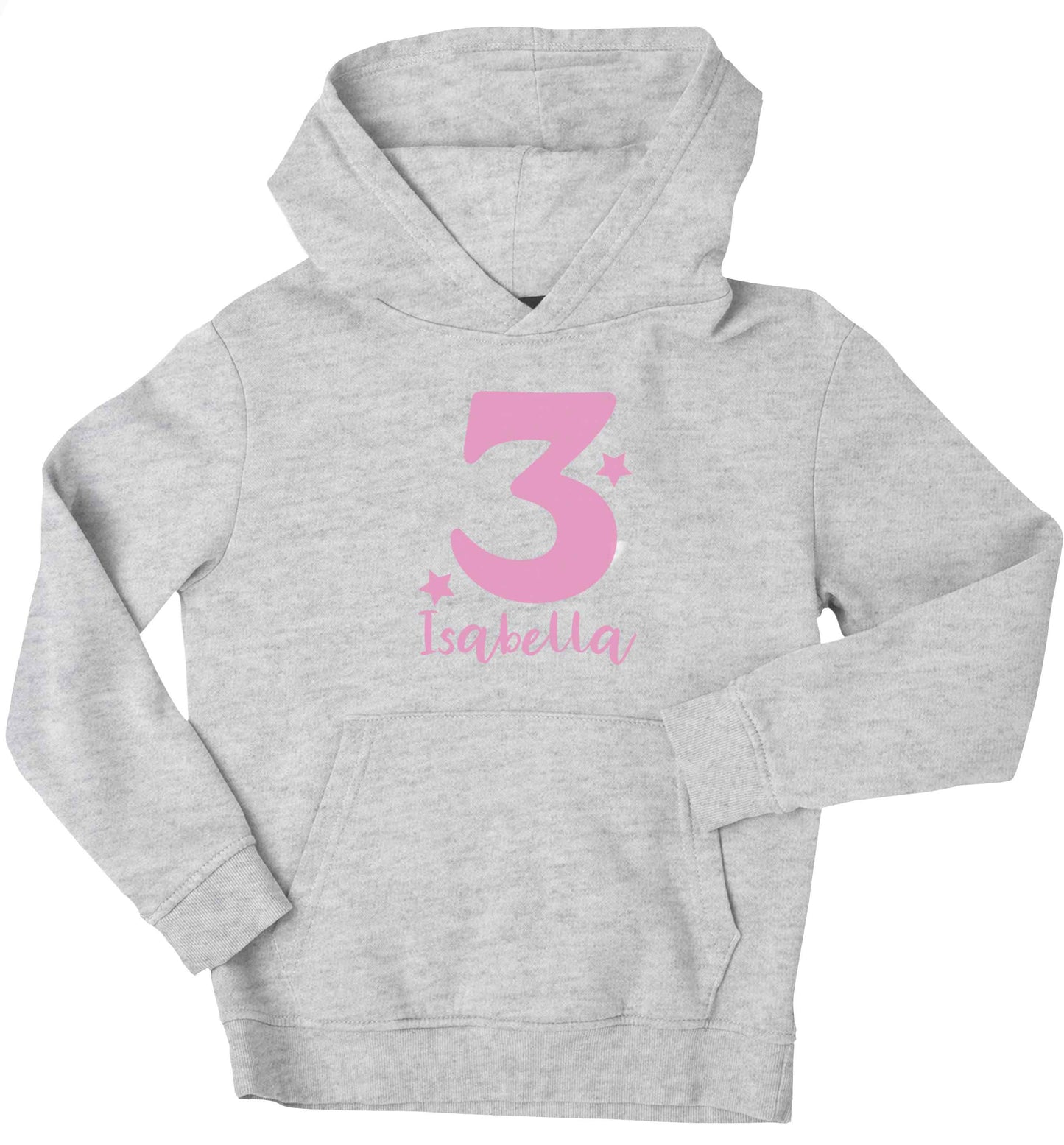 Any age, any name personalised birthday children's grey hoodie 12-13 Years