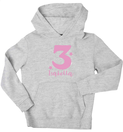 Any age, any name personalised birthday children's grey hoodie 12-13 Years