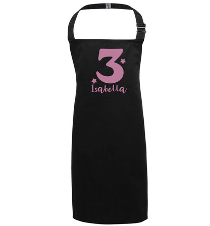 Any age, any name personalised birthday black apron 7-10 years
