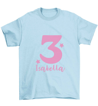 Any age, any name personalised birthday Children's light blue Tshirt 12-13 Years
