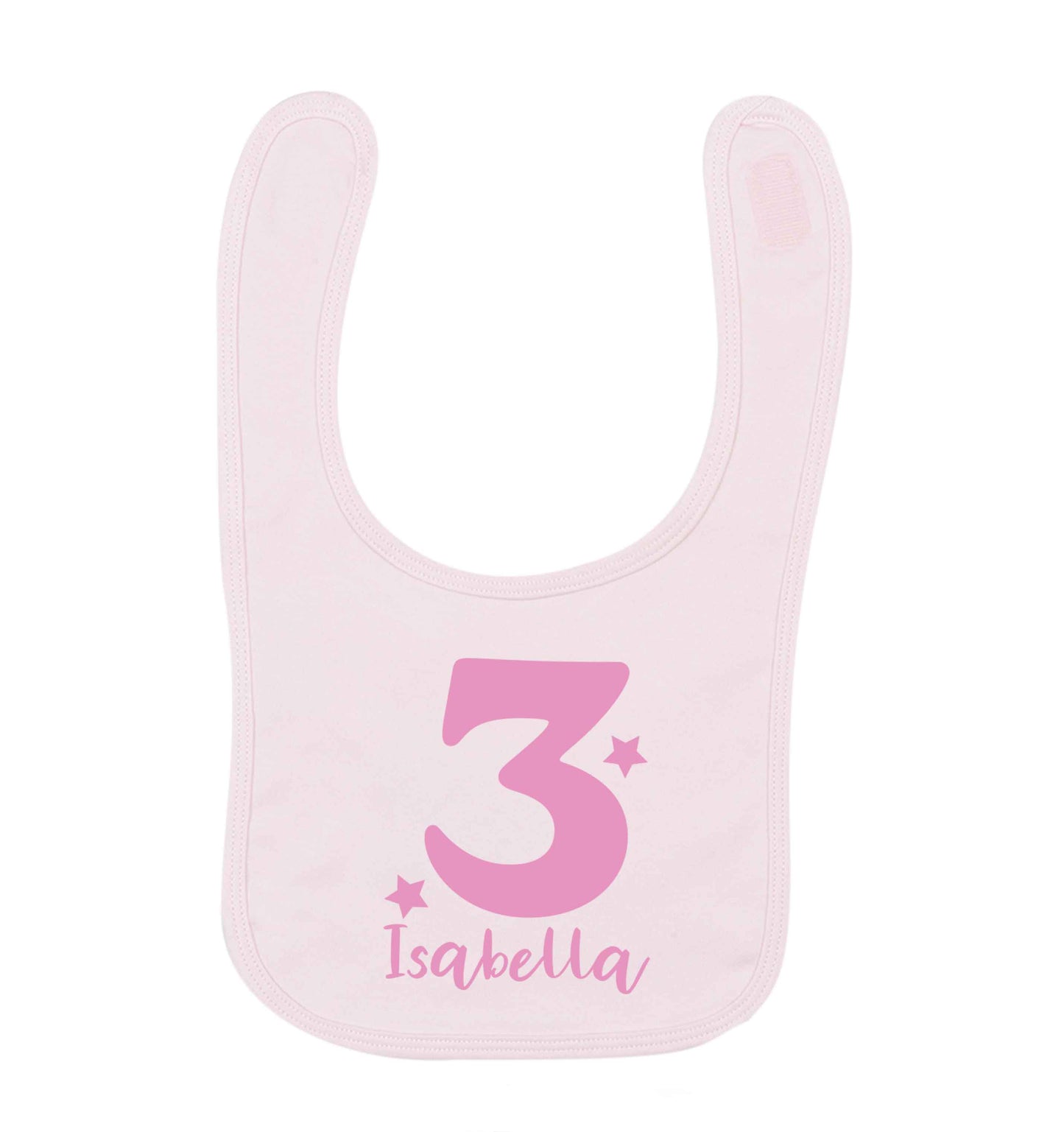 Any age, any name personalised birthday pale pink baby bib