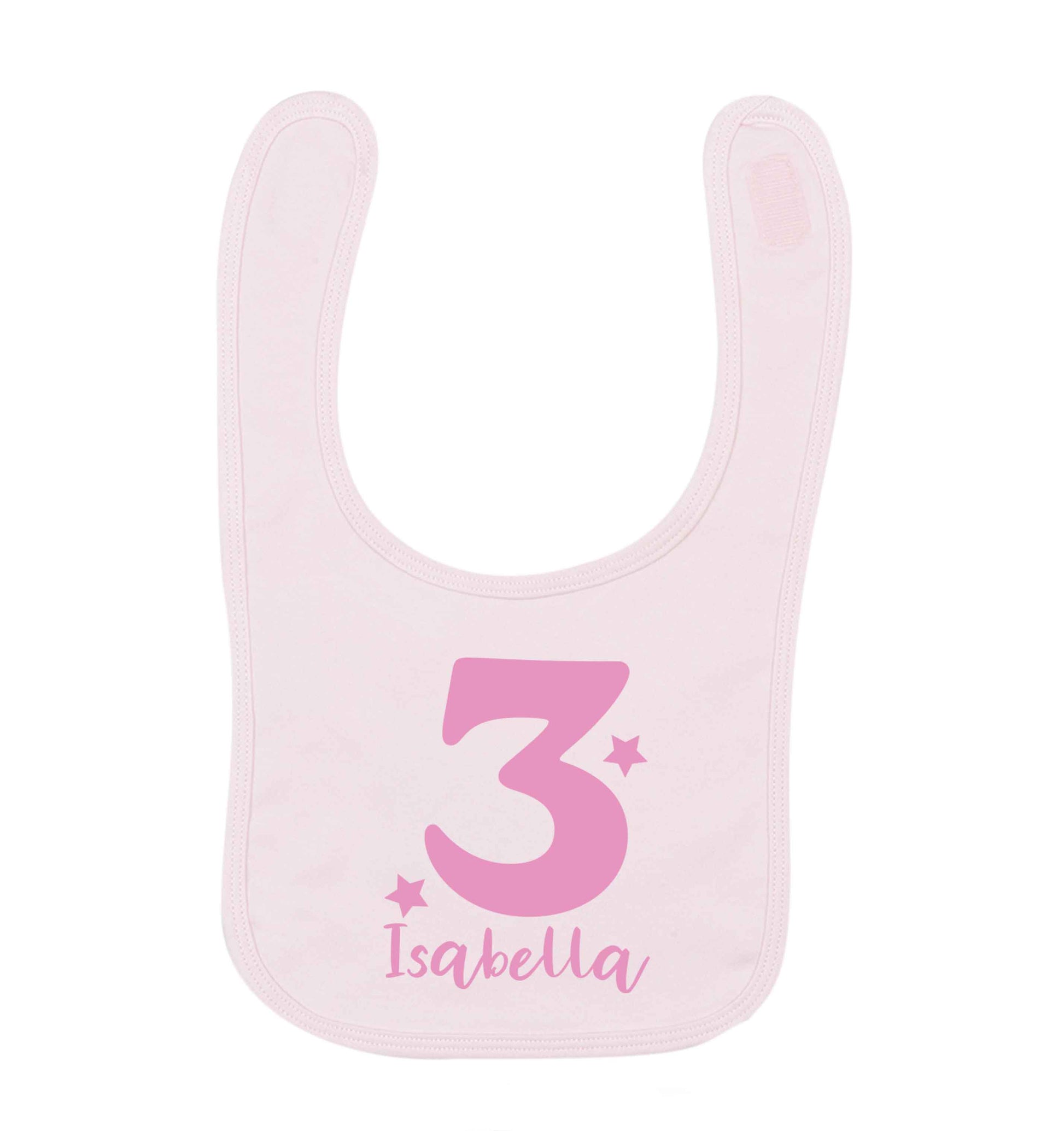 Any age, any name personalised birthday pale pink baby bib