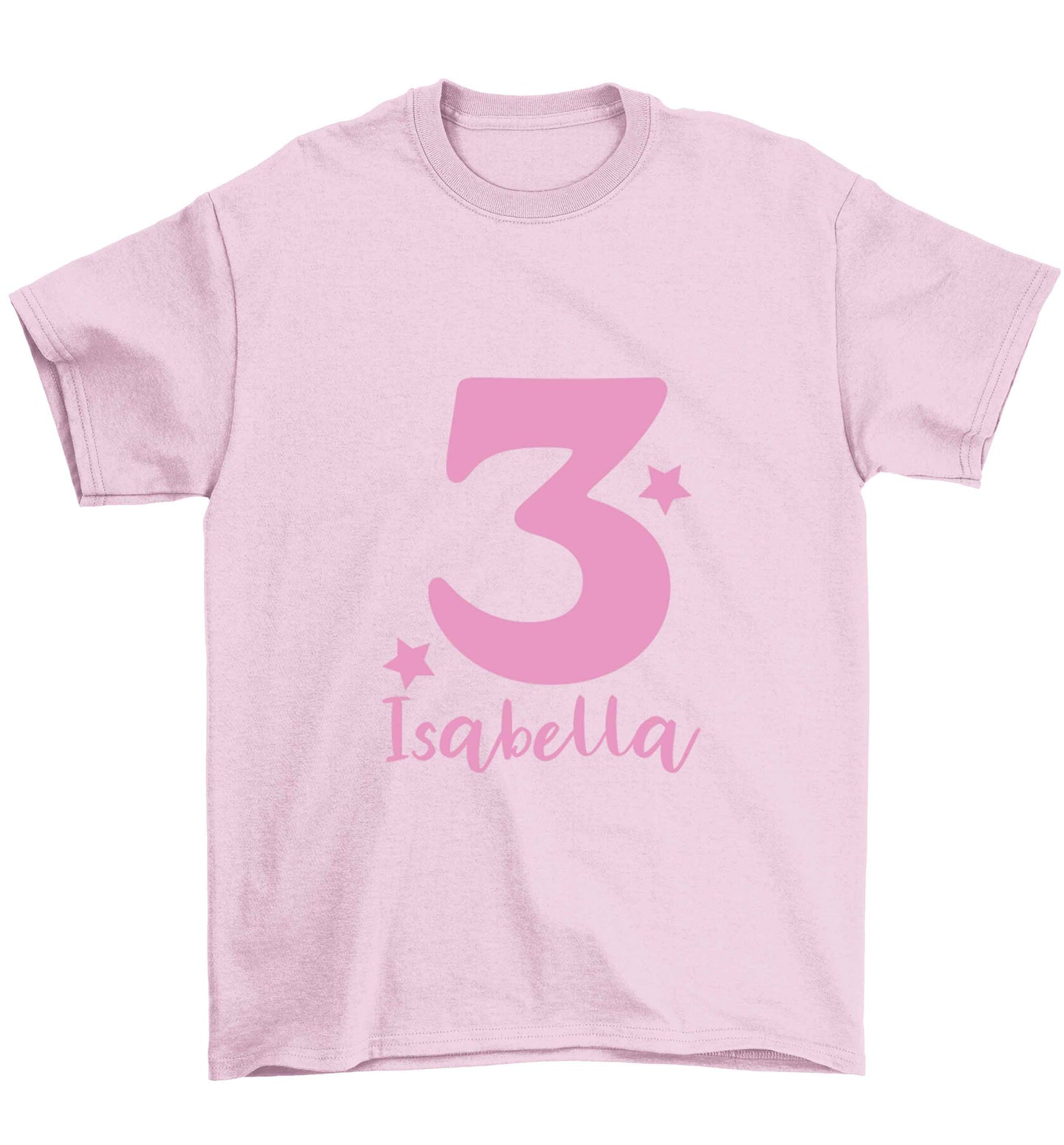 Any age, any name personalised birthday Children's light pink Tshirt 12-13 Years