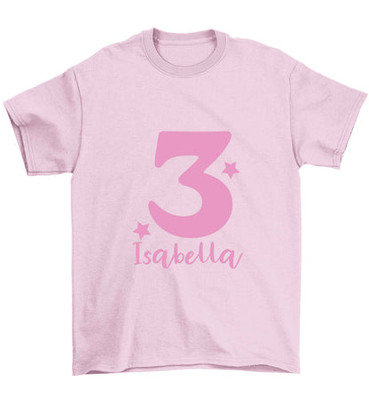 Any age, any name personalised birthday Children's light pink Tshirt 12-13 Years