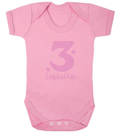 Any age, any name personalised birthday baby vest pale pink 18-24 months