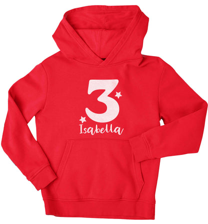 Any age, any name personalised birthday children's red hoodie 12-13 Years