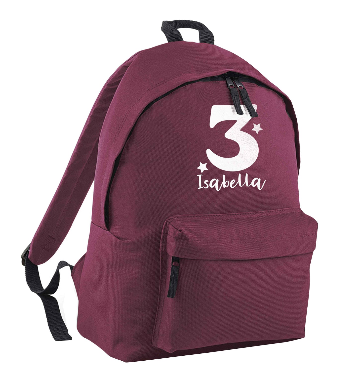 Any age, any name personalised birthday maroon adults backpack