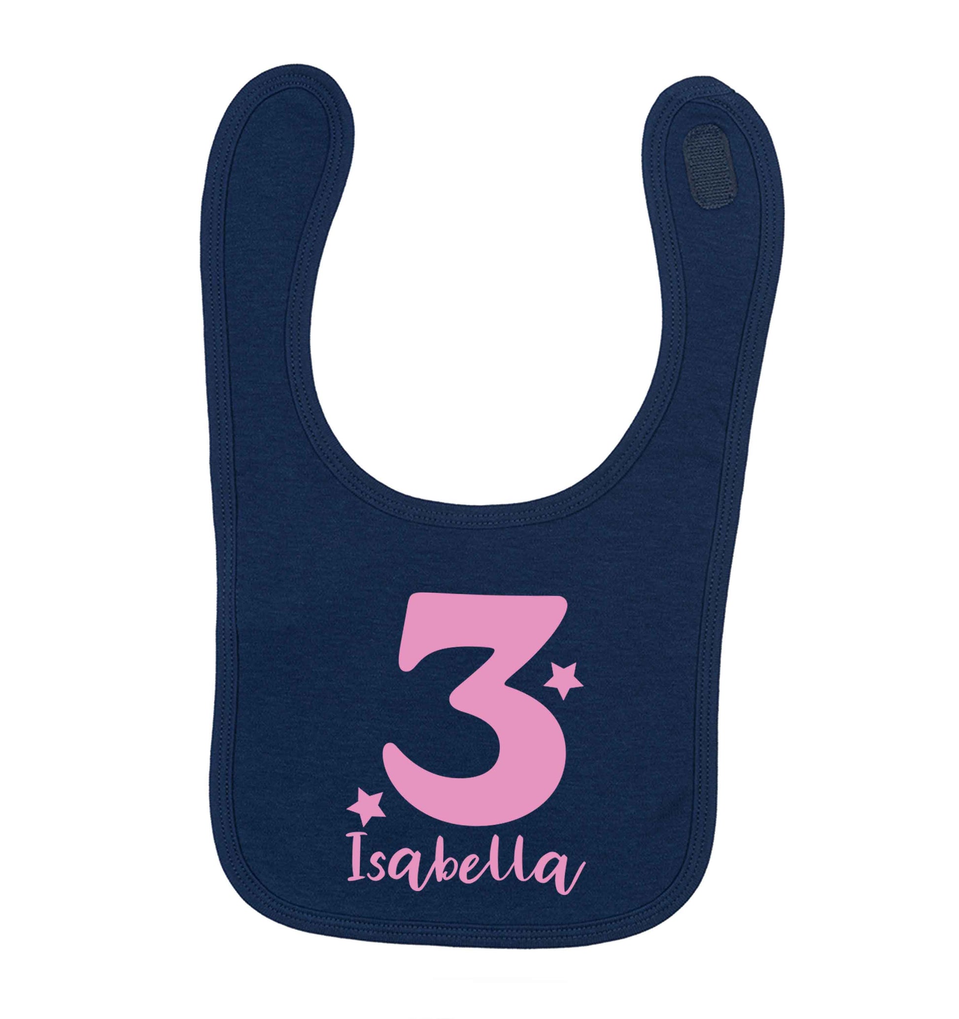 Any age, any name personalised birthday navy baby bib