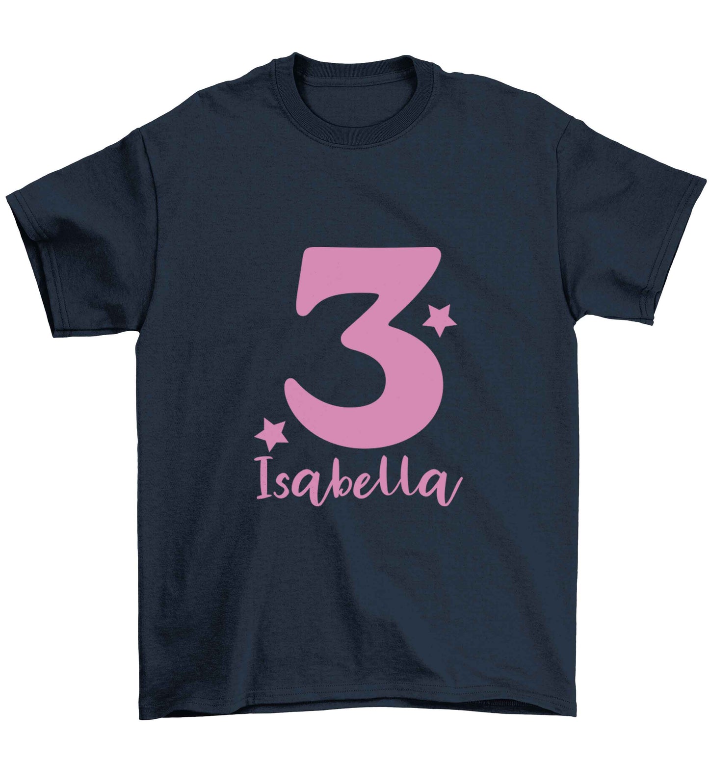 Any age, any name personalised birthday Children's navy Tshirt 12-13 Years