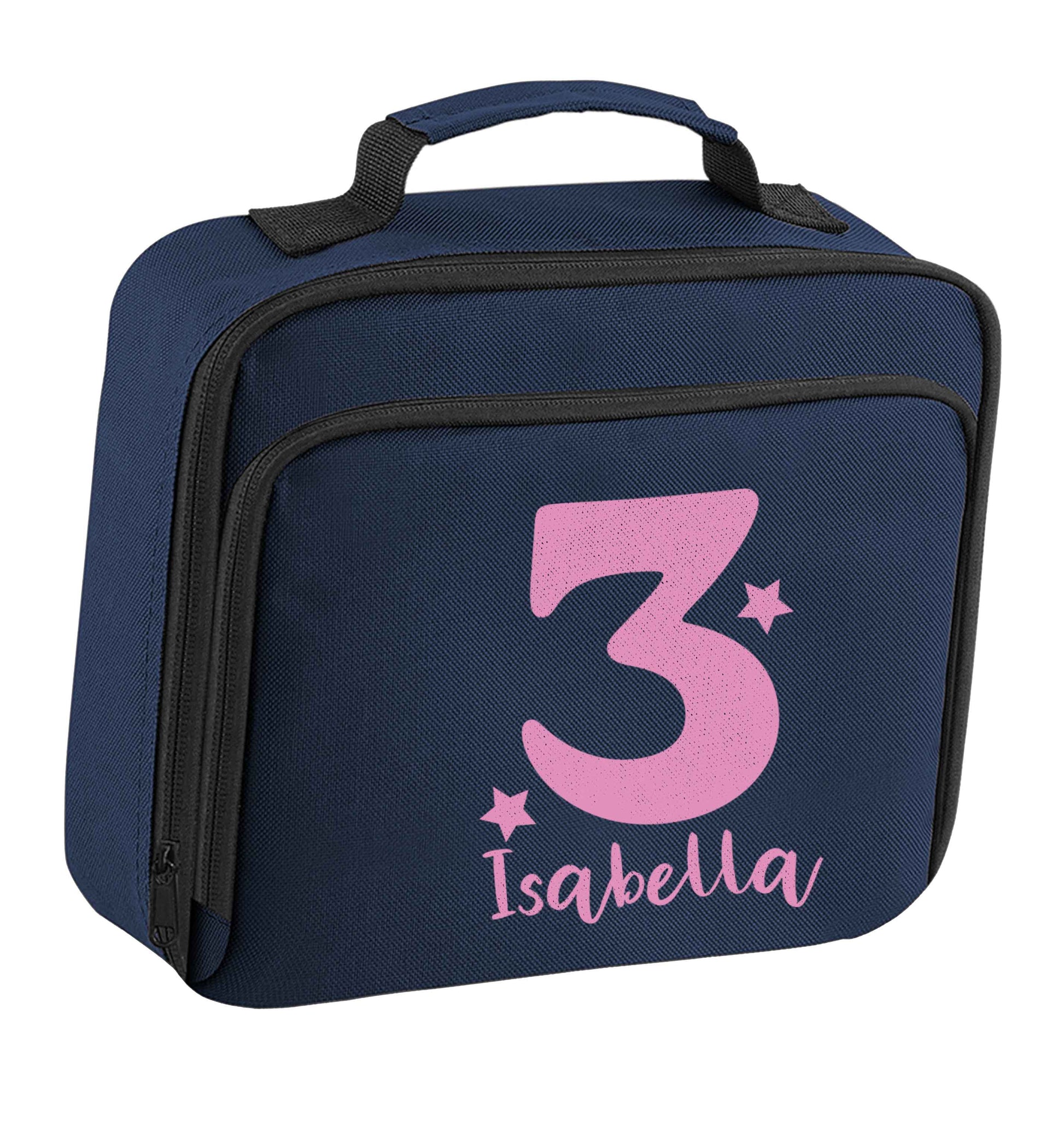 Any age, any name personalised birthday insulated navy lunch bag cooler