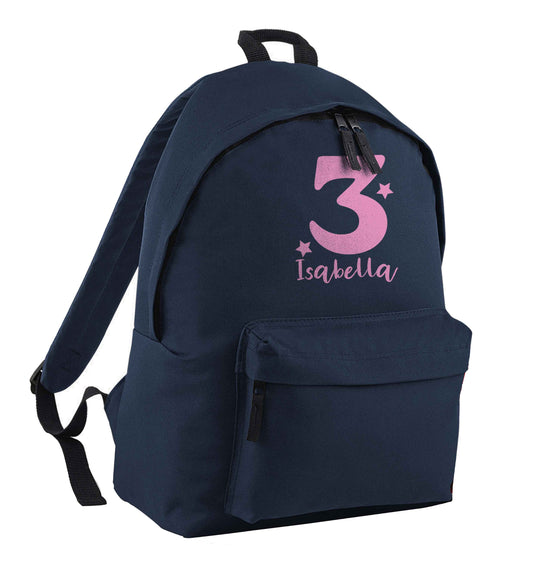 Any age, any name personalised birthday navy children's backpack