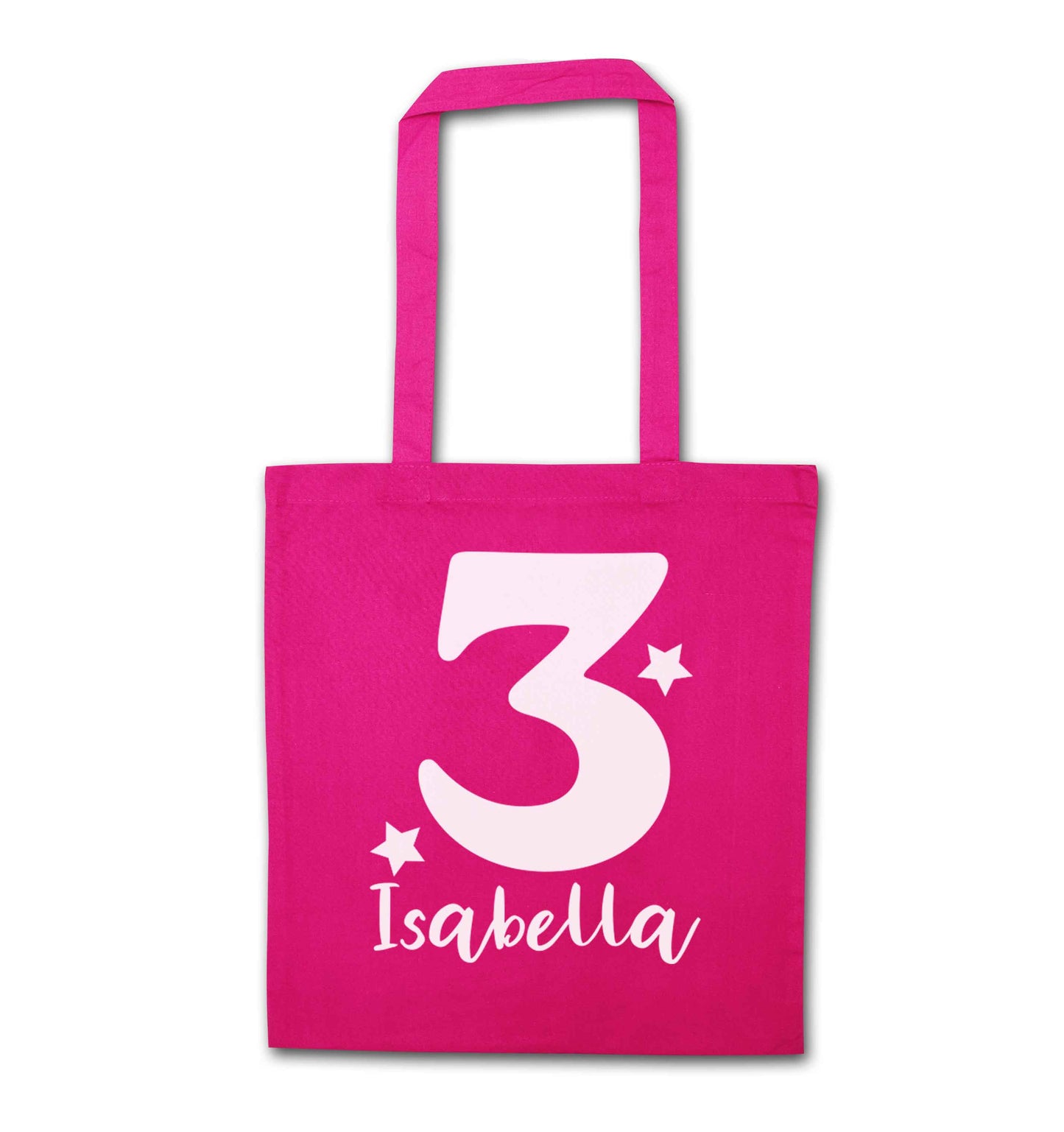 Any age, any name personalised birthday pink tote bag