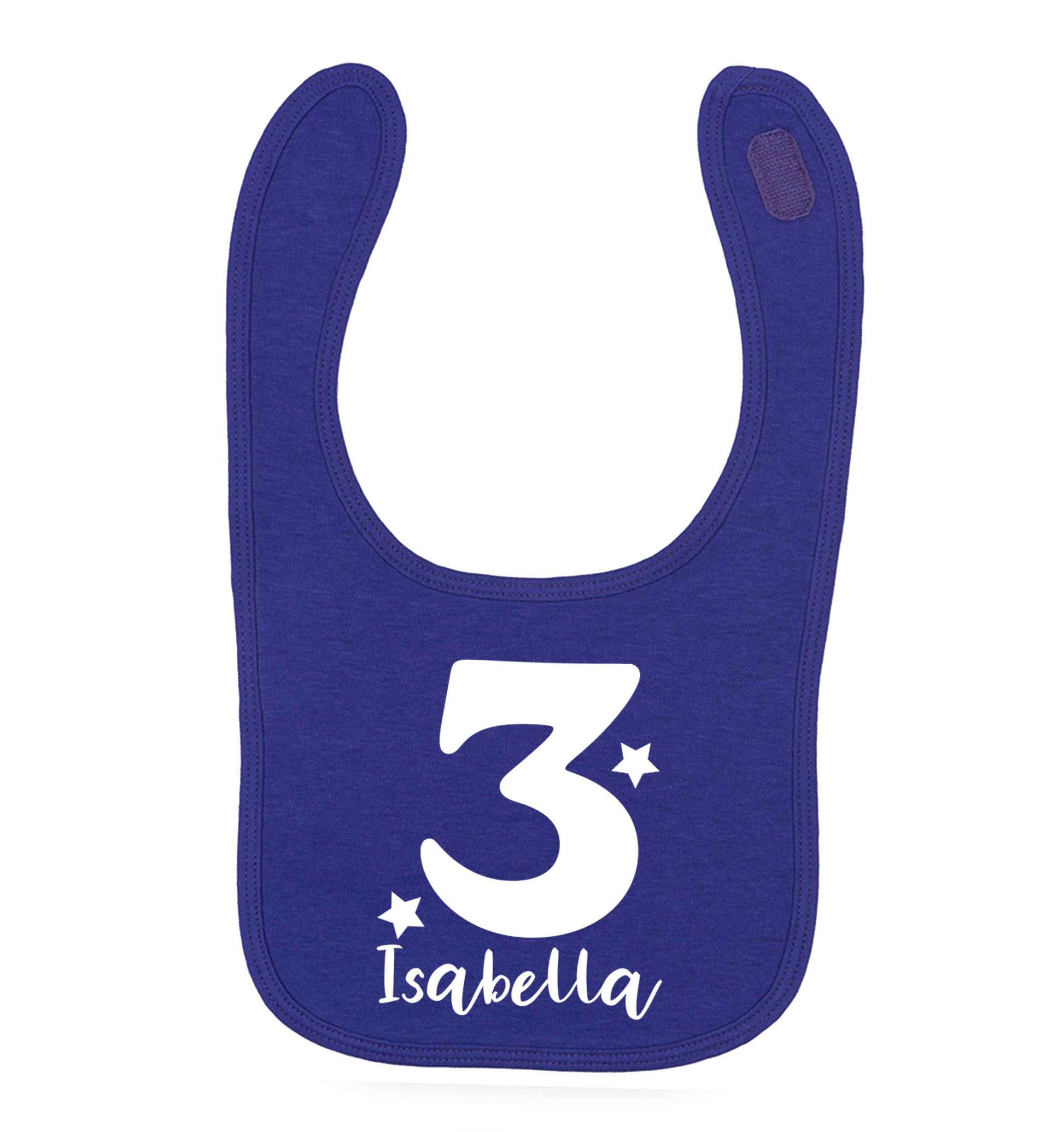Any age, any name personalised birthday purple baby bib