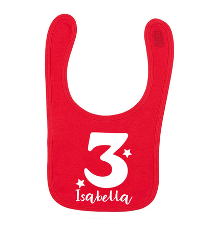 Any age, any name personalised birthday red baby bib