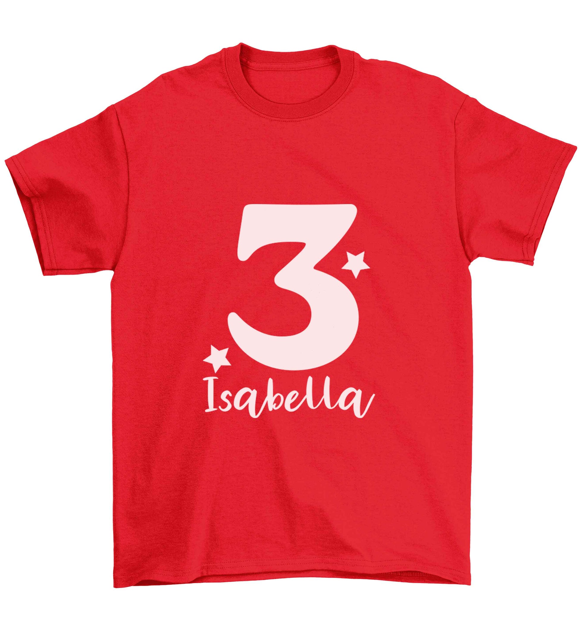 Any age, any name personalised birthday Children's red Tshirt 12-13 Years