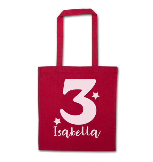 Any age, any name personalised birthday red tote bag