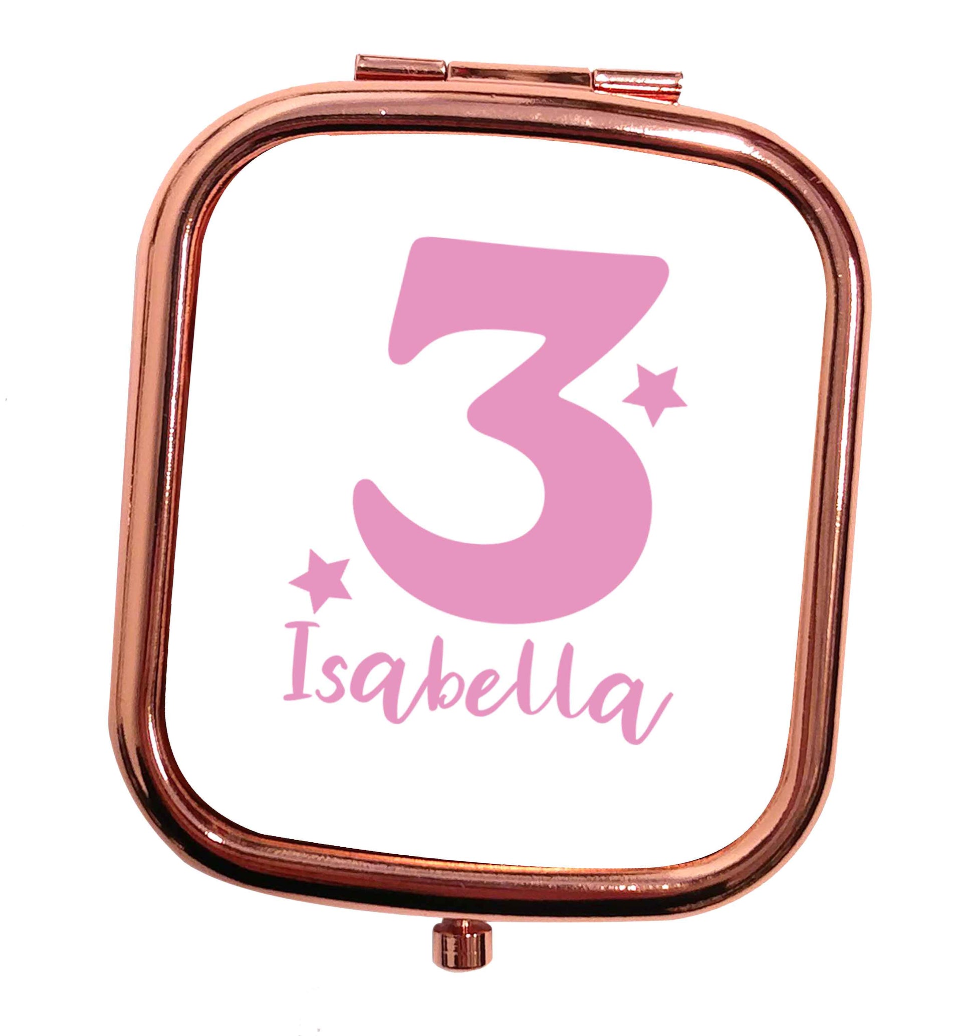 Any age, any name personalised birthday rose gold square pocket mirror